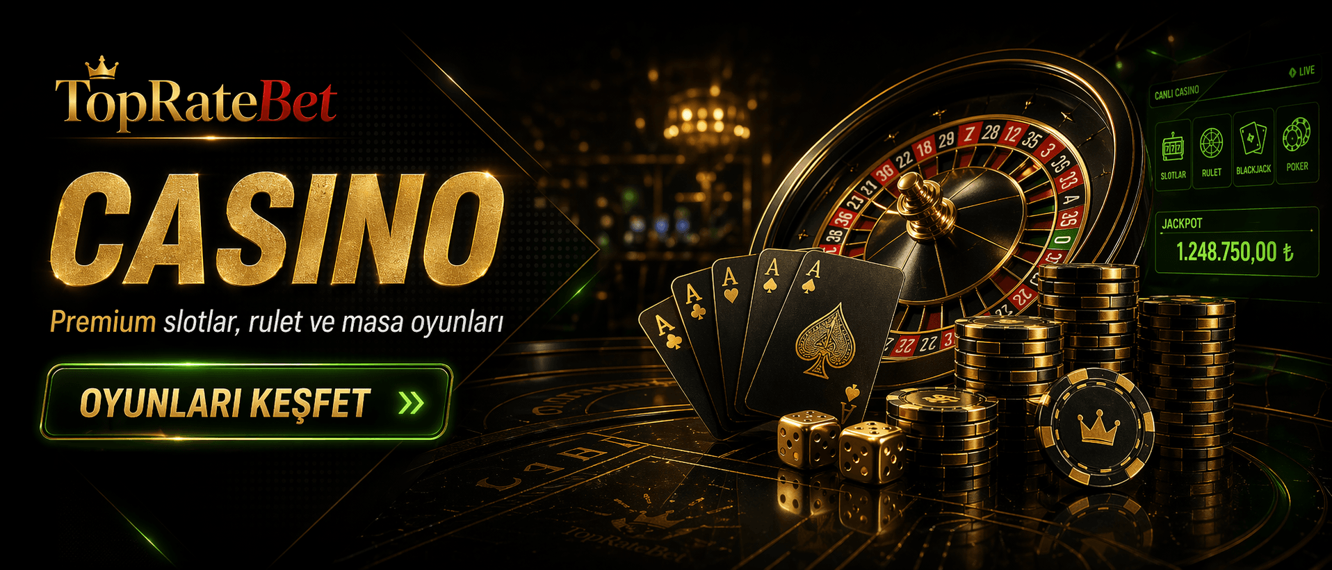 Casino — premium slotlar, rulet ve masa oyunları